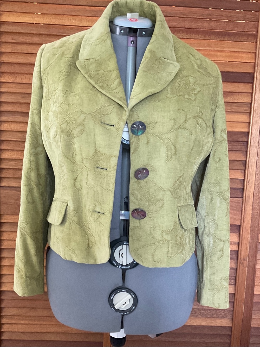 Women's Olive Green Embossed Tailored Blazer